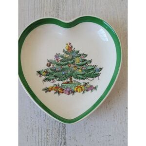 Spode heart-shaped trinket dish‎ s3324 Christmas tree Xmas